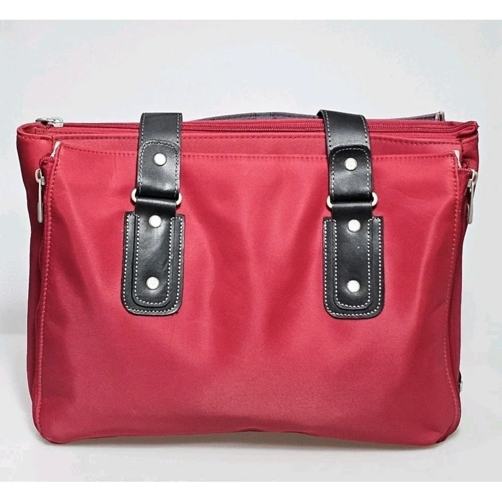 Samsonite Red Laptop Briefcase Messenger Bag Double Handles Expandable Pockets